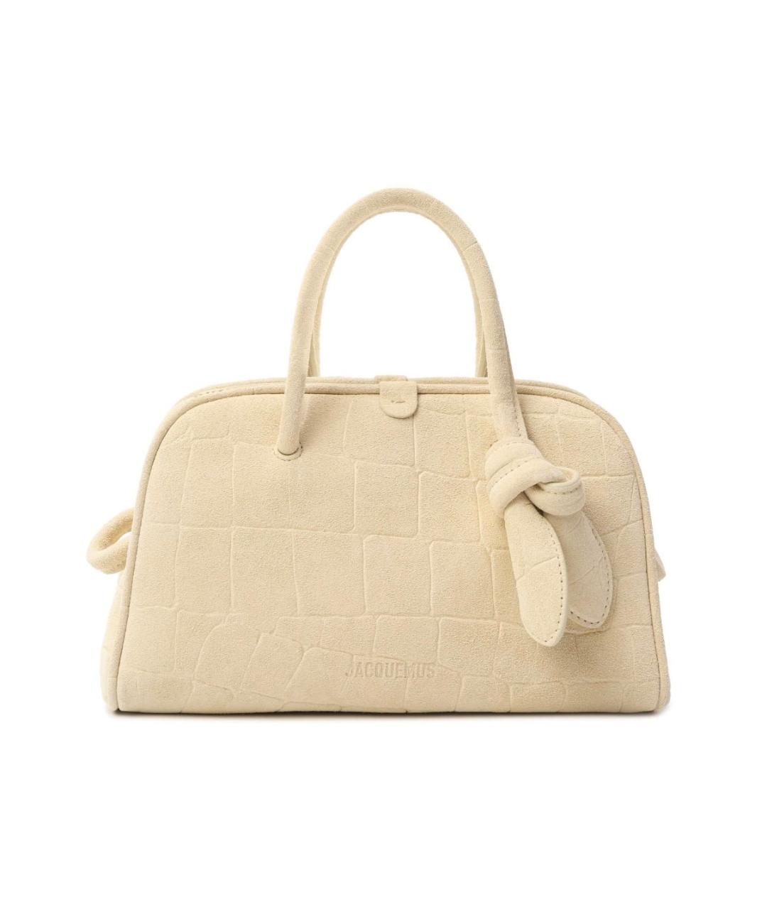 JACQUEMUS Бежевая замшевая сумка с короткими ручками, фото 1