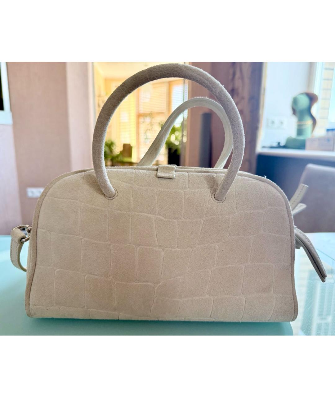 JACQUEMUS Бежевая замшевая сумка с короткими ручками, фото 3