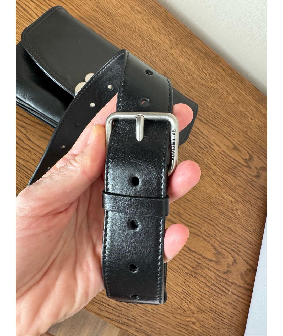 BALENCIAGA Черная кожаная сумка через плечо, фото 6
