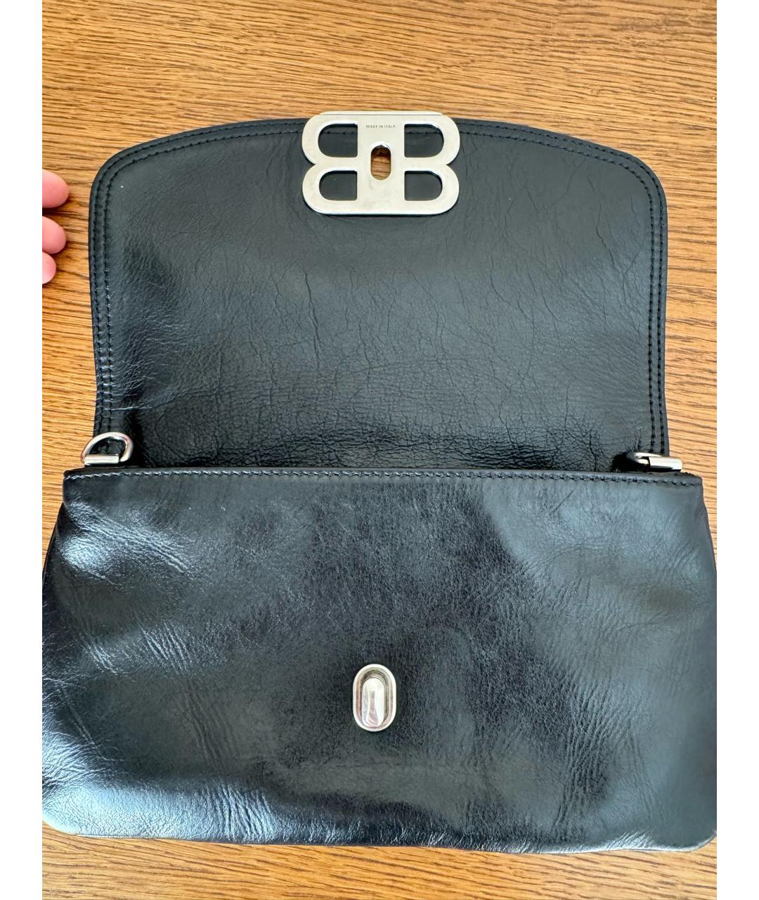 BALENCIAGA Черная кожаная сумка через плечо, фото 5