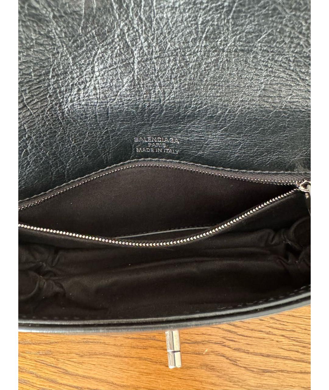 BALENCIAGA Черная кожаная сумка через плечо, фото 4