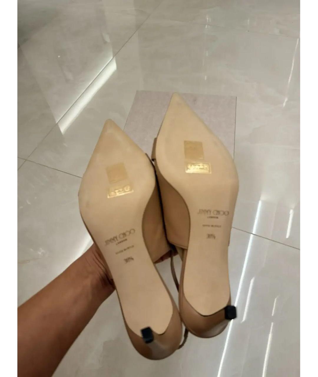 JIMMY CHOO Бежевые кожаные туфли, фото 4