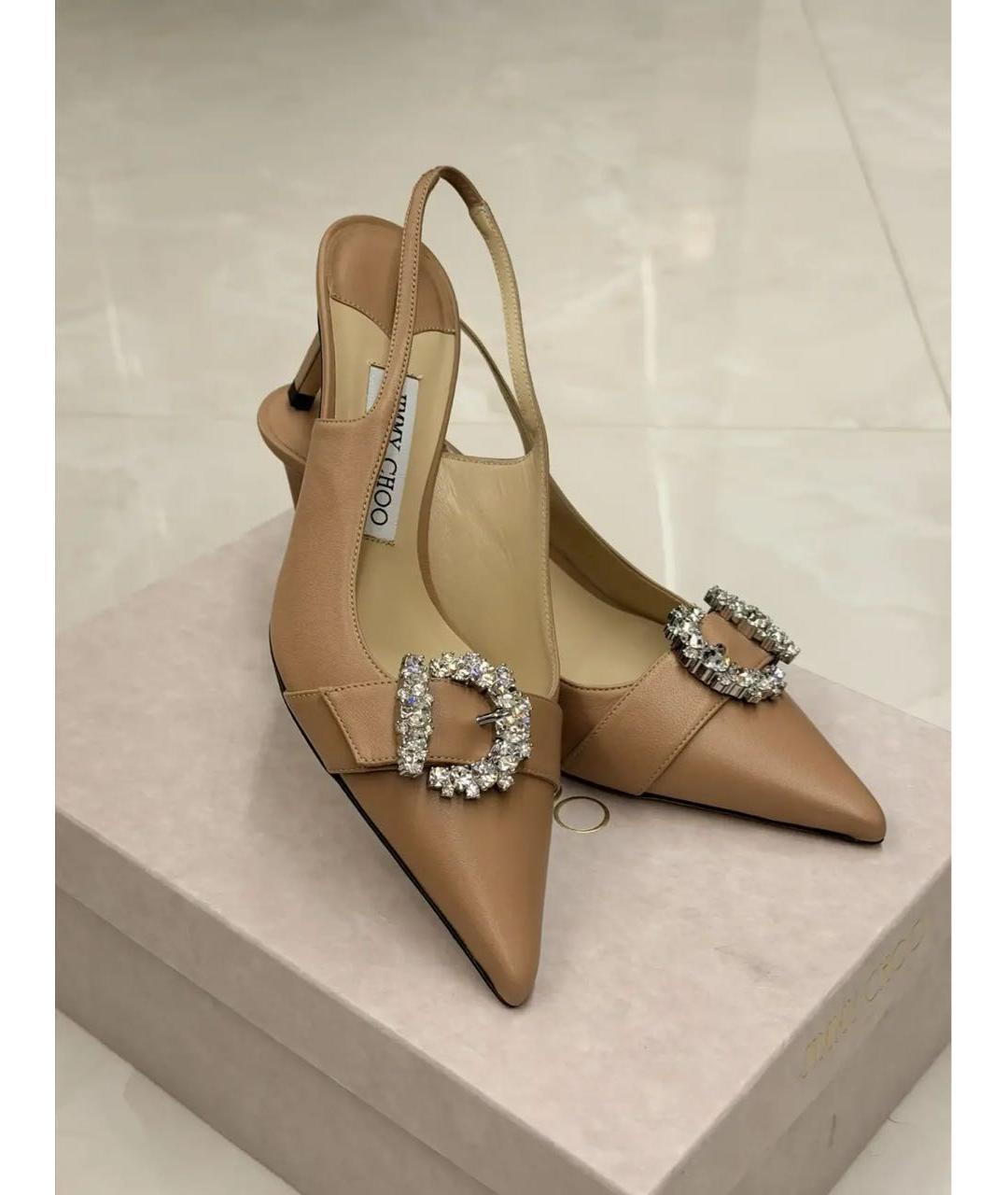 JIMMY CHOO Бежевые кожаные туфли, фото 6