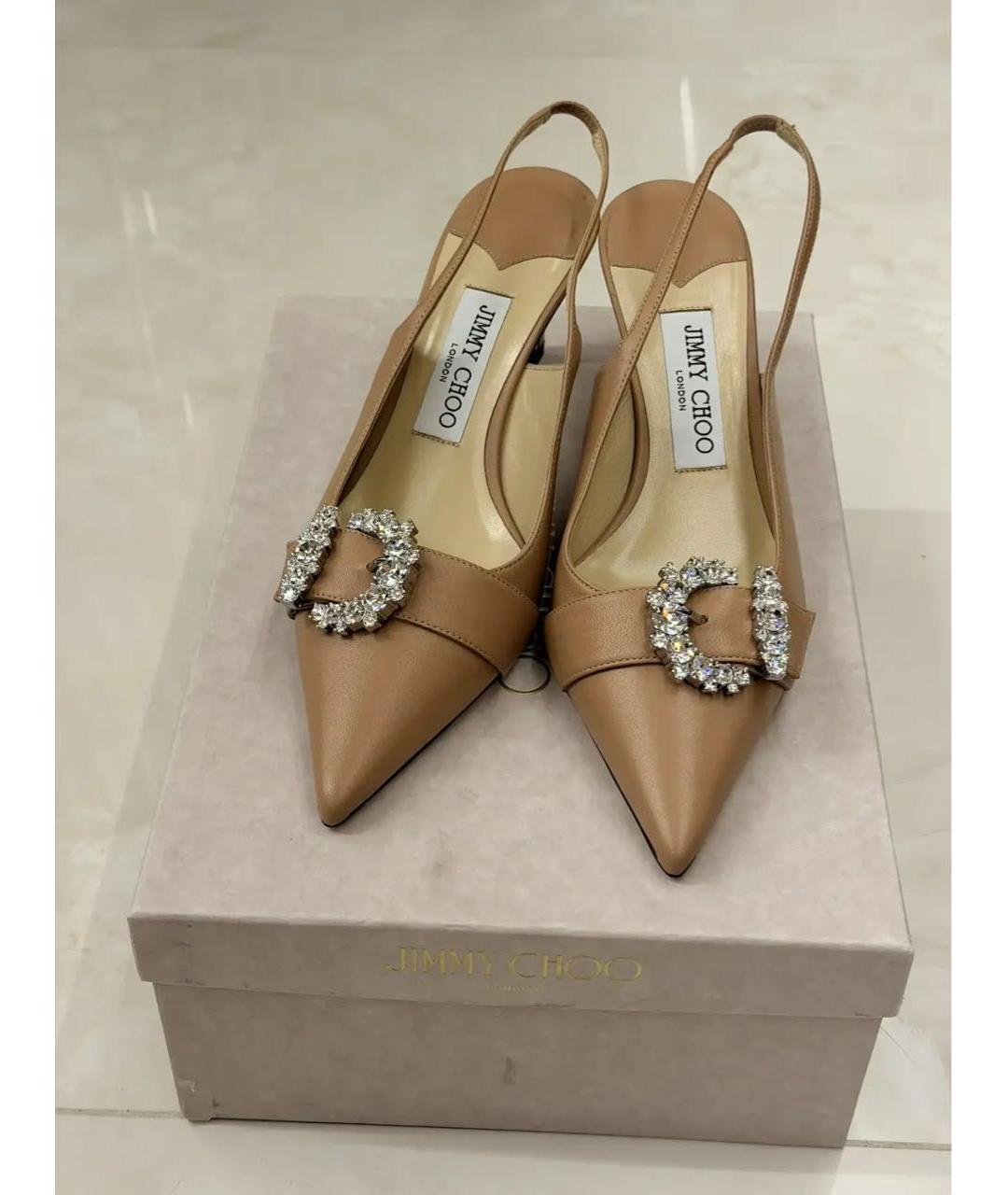 JIMMY CHOO Бежевые кожаные туфли, фото 2