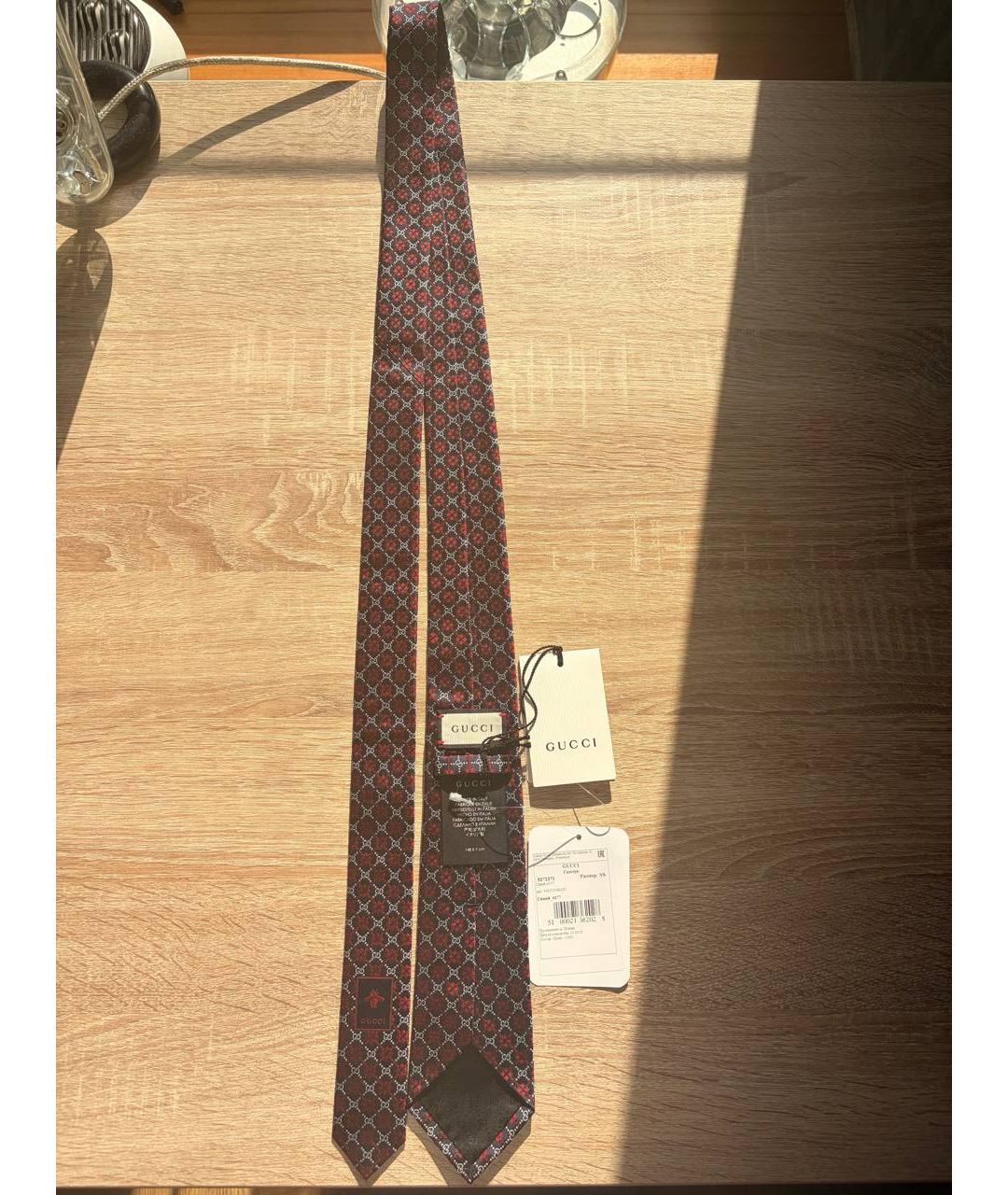 GUCCI Темно-синий шелковый галстук, фото 3