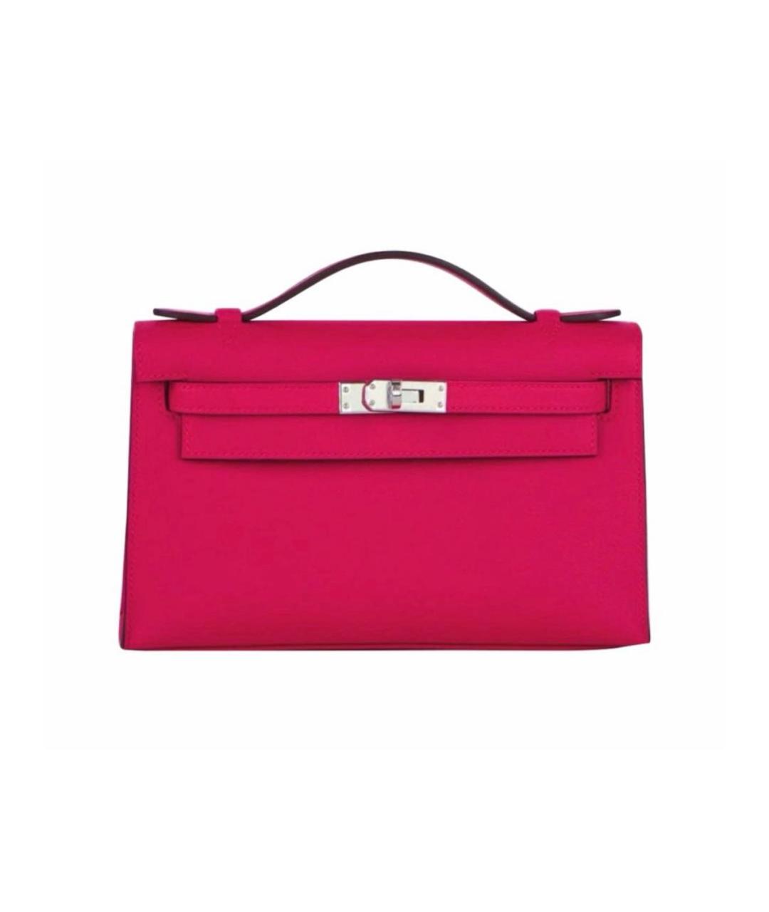HERMES Розовая кожаная сумка с короткими ручками, фото 1