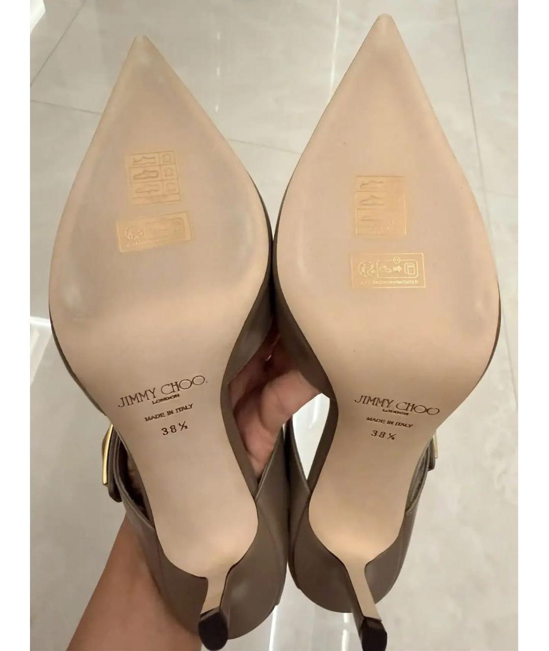 JIMMY CHOO Бежевые кожаные туфли, фото 4