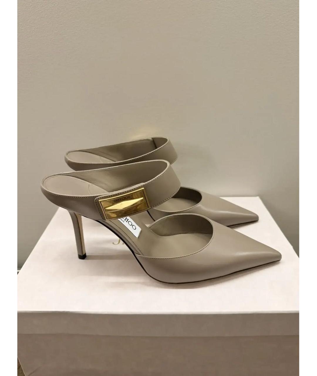 JIMMY CHOO Бежевые кожаные туфли, фото 8