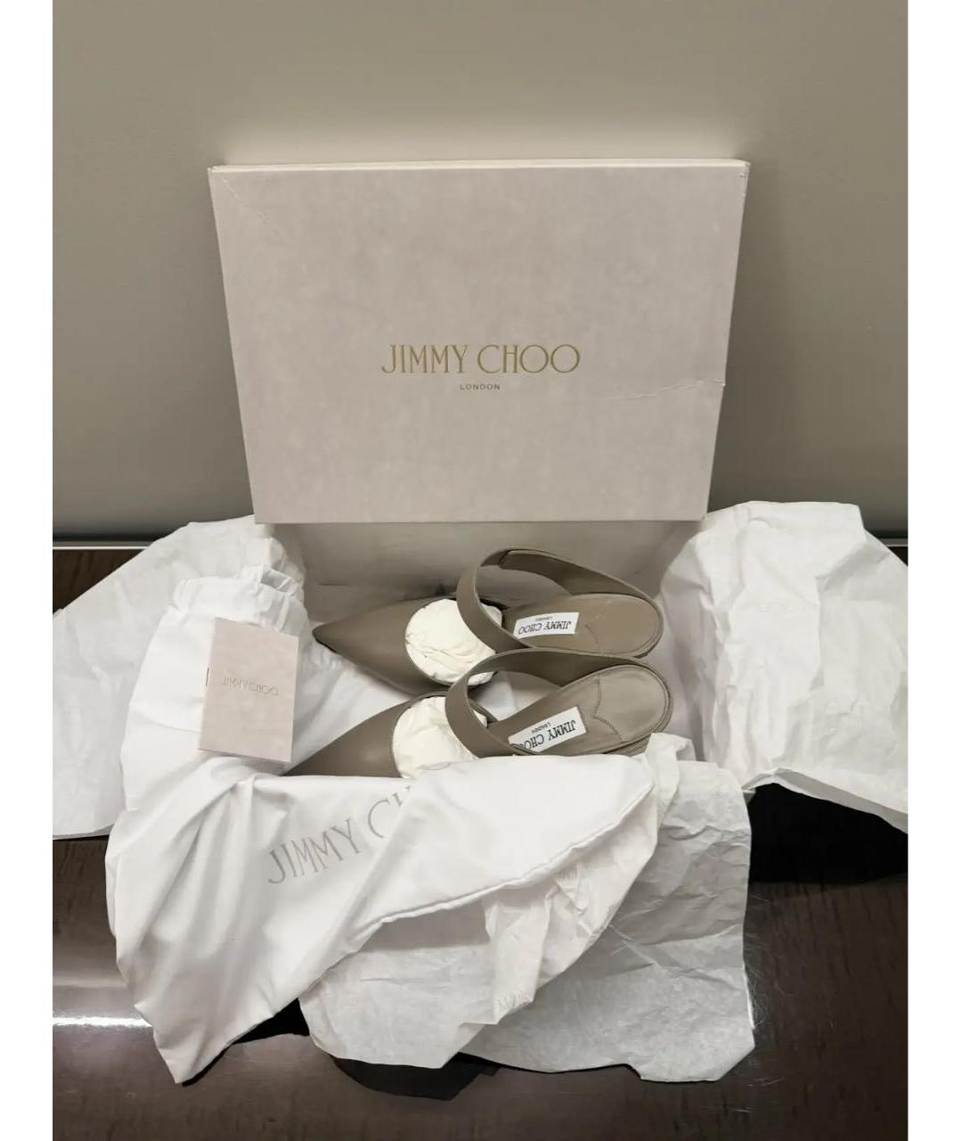 JIMMY CHOO Бежевые кожаные туфли, фото 7