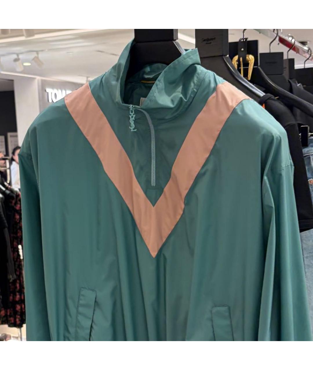 SAINT LAURENT Зеленая полиэстеровая куртка, фото 5