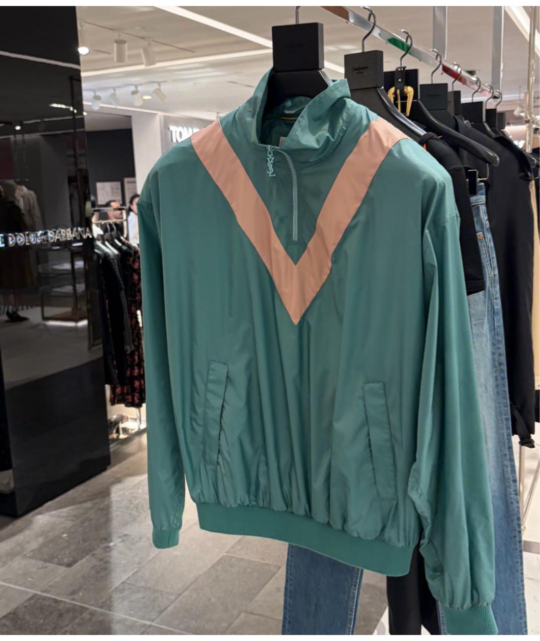 SAINT LAURENT Зеленая полиэстеровая куртка, фото 6