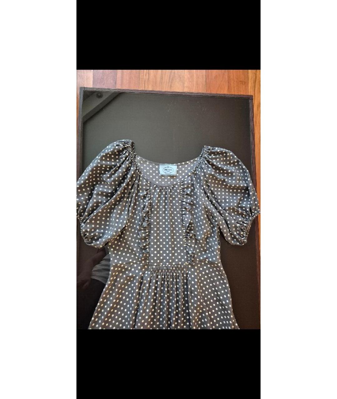 PRADA Серое шелковое повседневное платье, фото 4