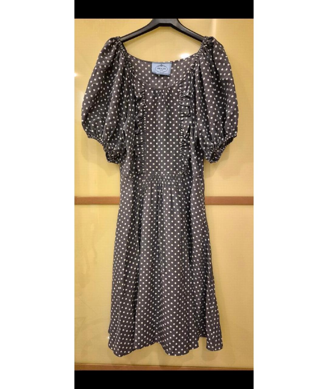 PRADA Серое шелковое повседневное платье, фото 9