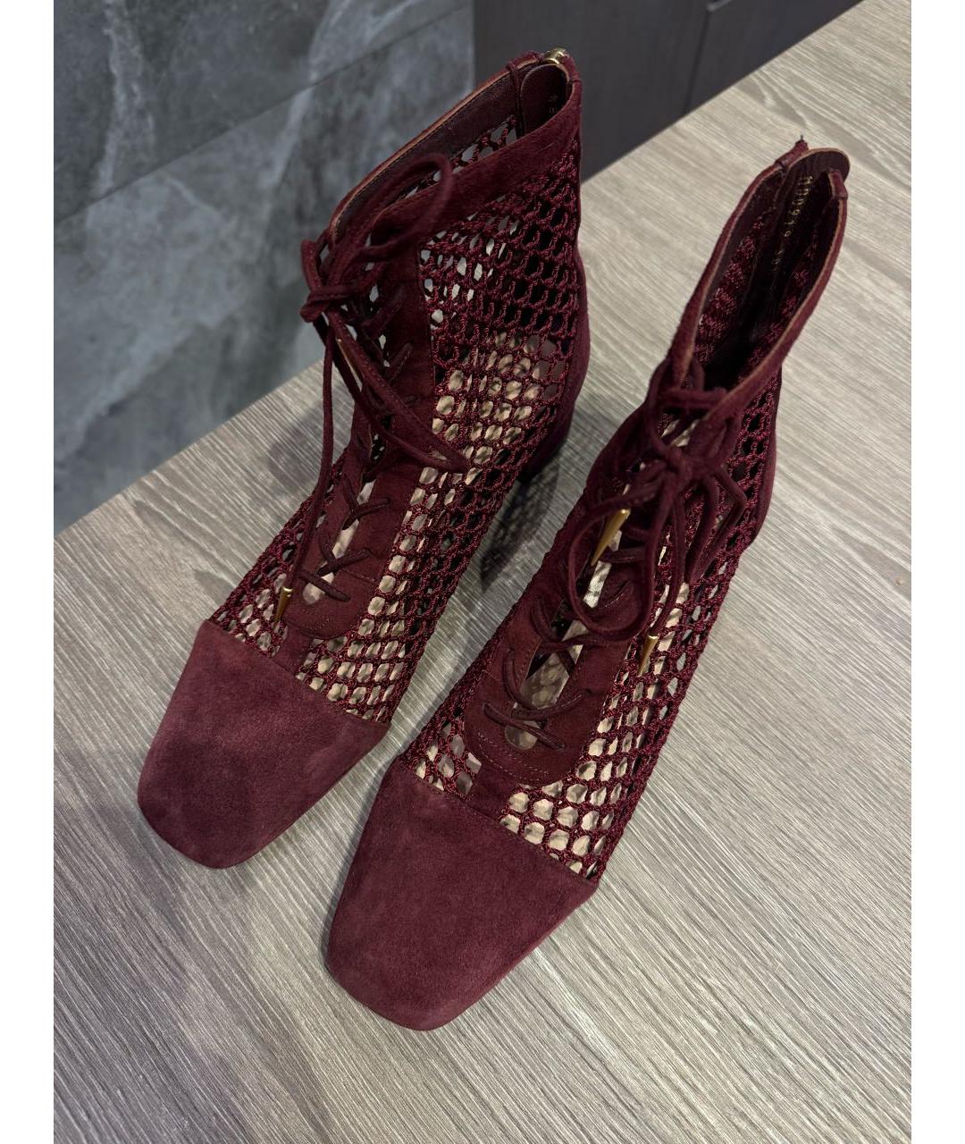 CHRISTIAN DIOR Бордовые замшевые ботильоны, фото 2