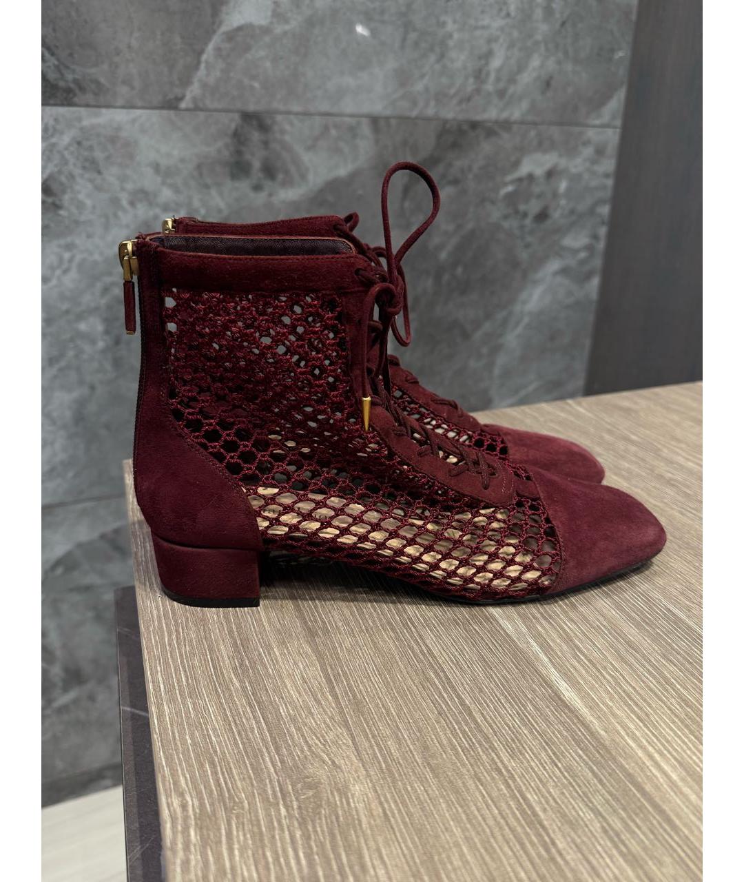 CHRISTIAN DIOR Бордовые замшевые ботильоны, фото 8