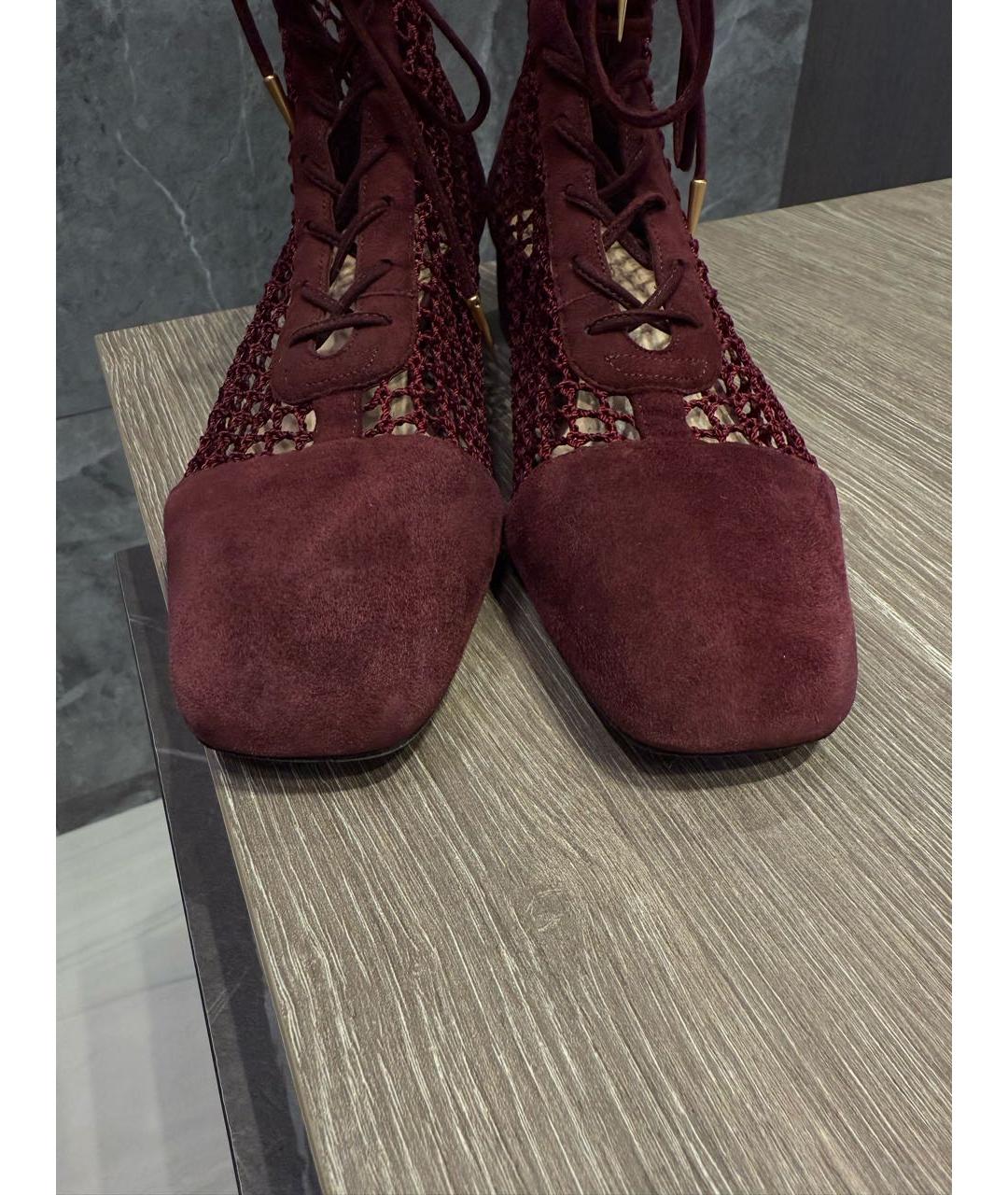 CHRISTIAN DIOR Бордовые замшевые ботильоны, фото 6