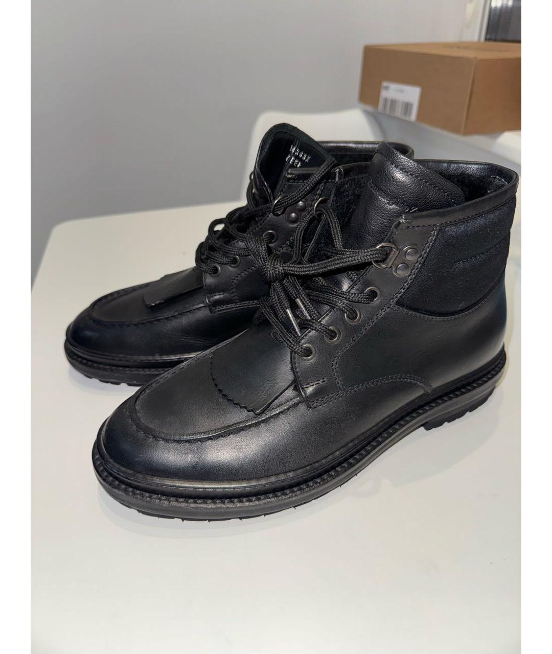 ERMENEGILDO ZEGNA XXX Черные кожаные высокие ботинки, фото 2