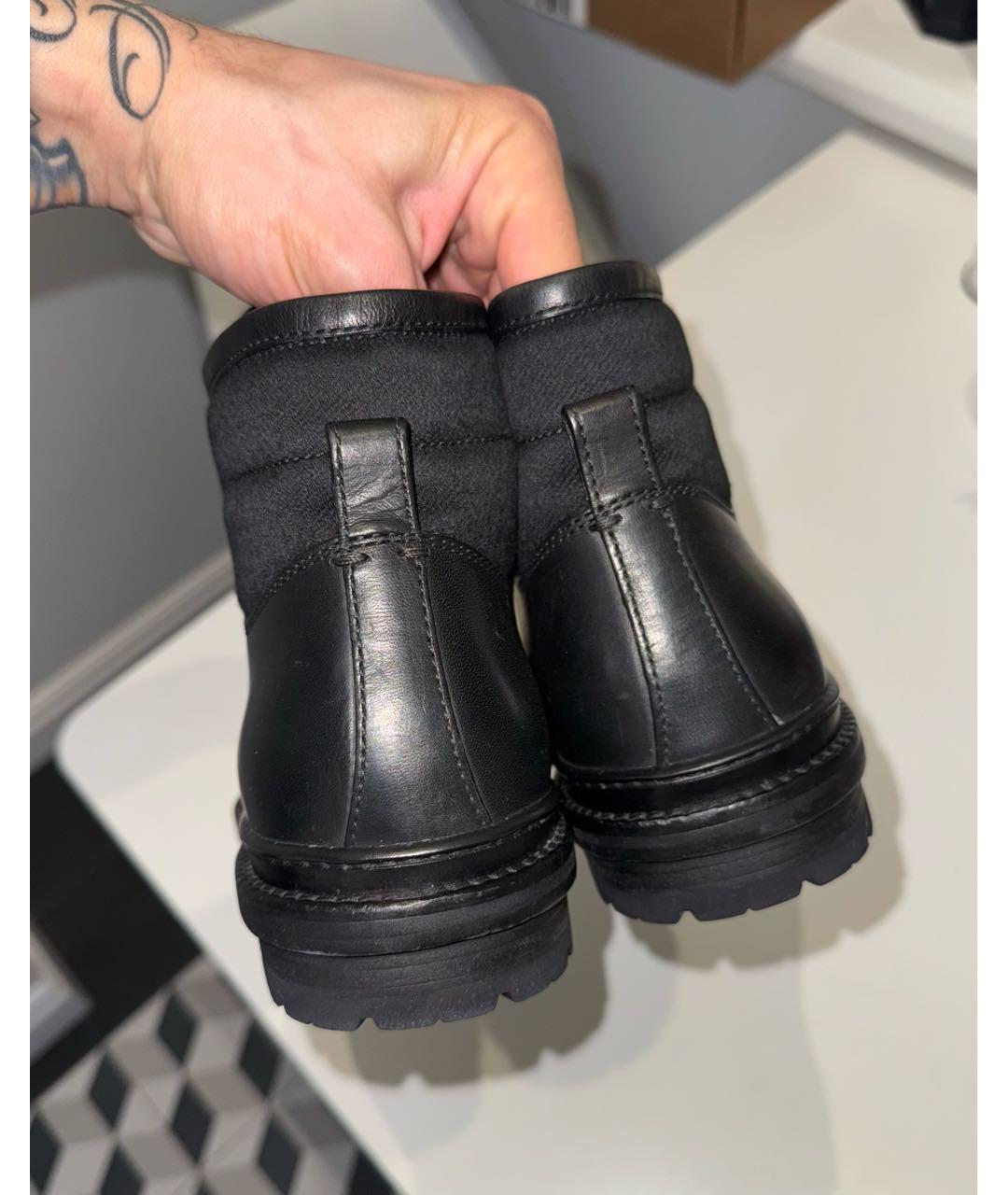 ERMENEGILDO ZEGNA XXX Черные кожаные высокие ботинки, фото 3