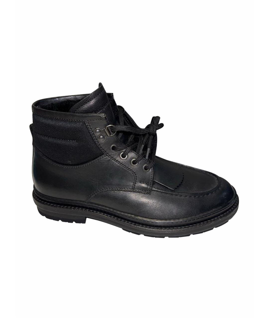 ERMENEGILDO ZEGNA XXX Черные кожаные высокие ботинки, фото 1