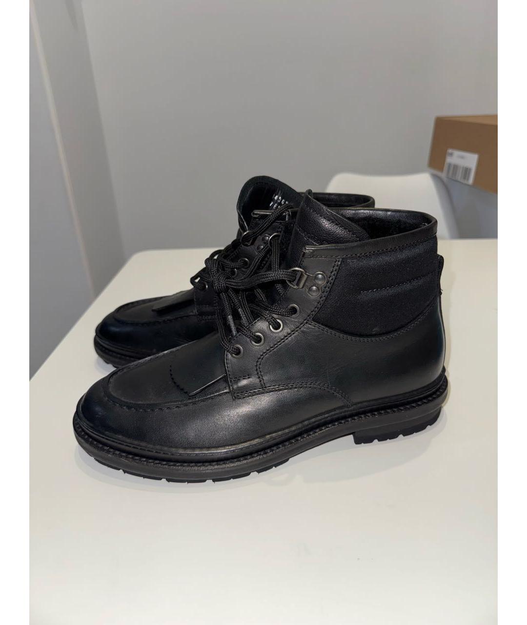 ERMENEGILDO ZEGNA XXX Черные кожаные высокие ботинки, фото 5