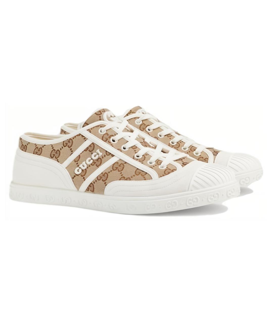 GUCCI Коричневые текстильные низкие кроссовки / кеды, фото 3