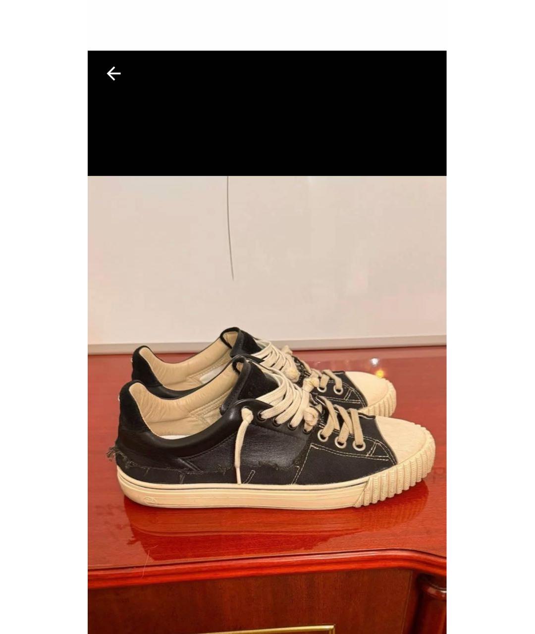 MAISON MARGIELA Черные кожаные низкие кроссовки / кеды, фото 4