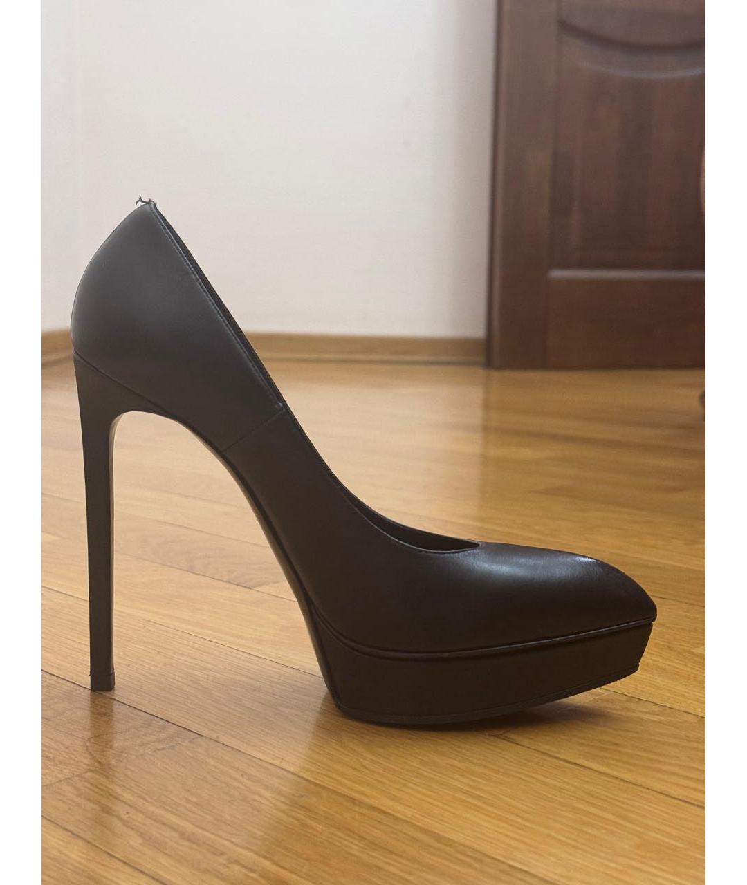 SAINT LAURENT Черные кожаные туфли, фото 4