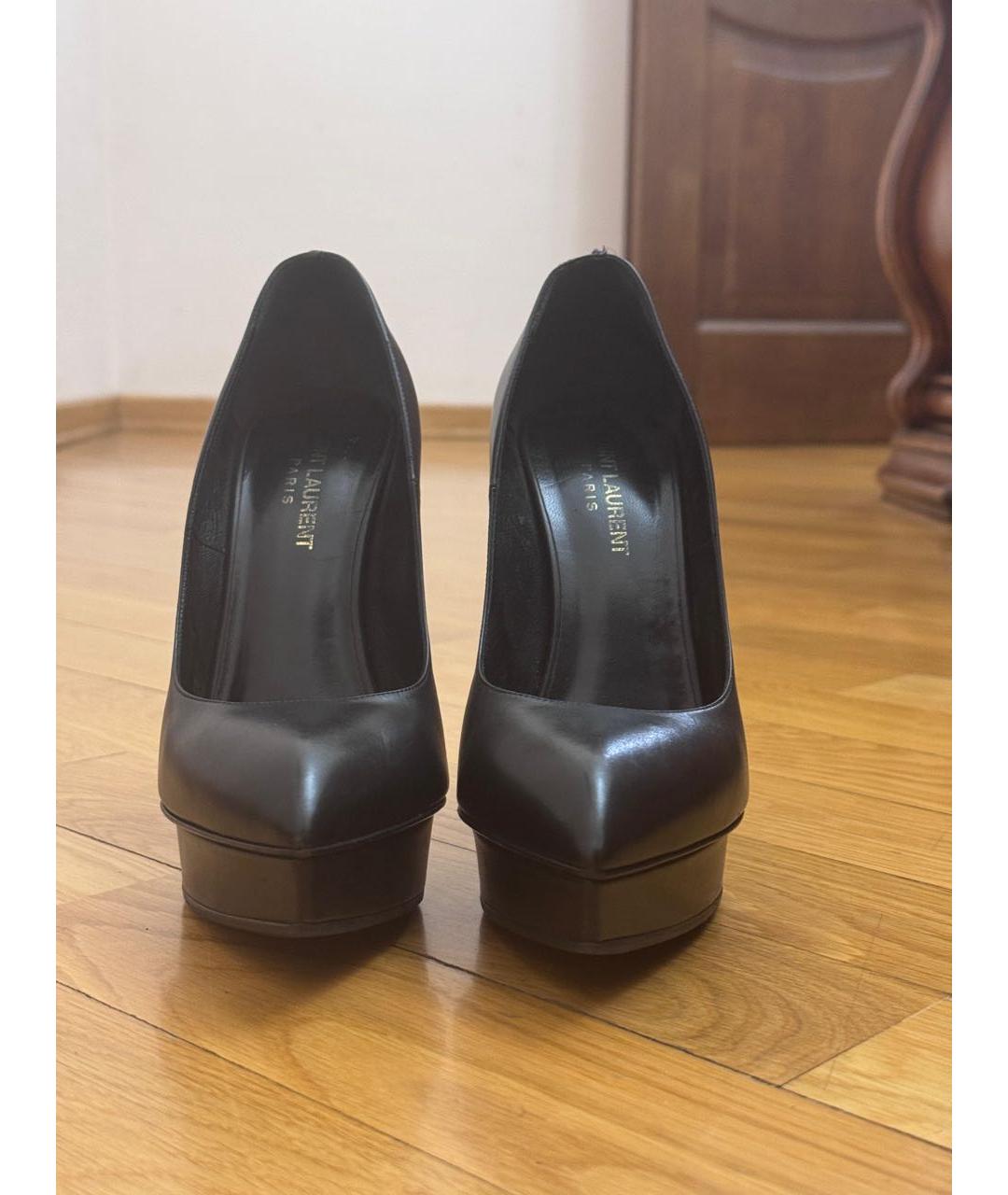 SAINT LAURENT Черные кожаные туфли, фото 2