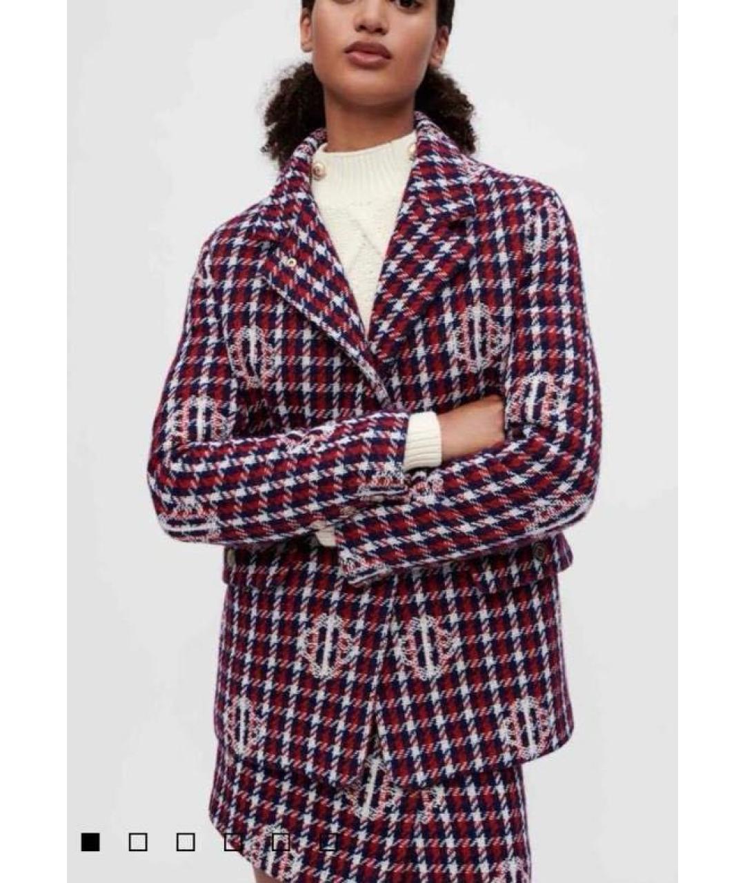 MAJE Бордовый твидовый костюм с юбками, фото 6