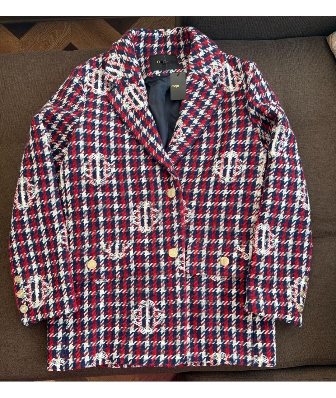 MAJE Бордовый твидовый костюм с юбками, фото 9