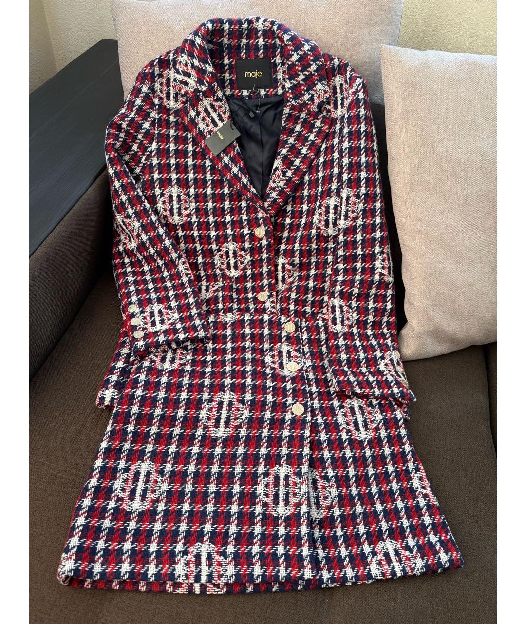 MAJE Бордовый твидовый костюм с юбками, фото 3