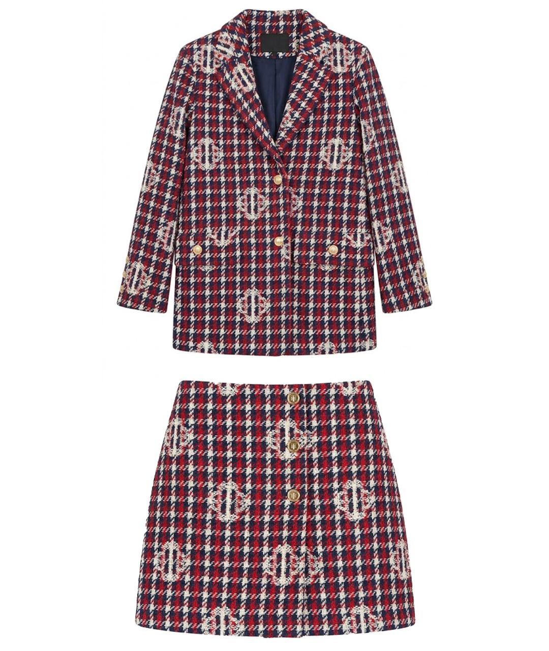 MAJE Бордовый твидовый костюм с юбками, фото 1