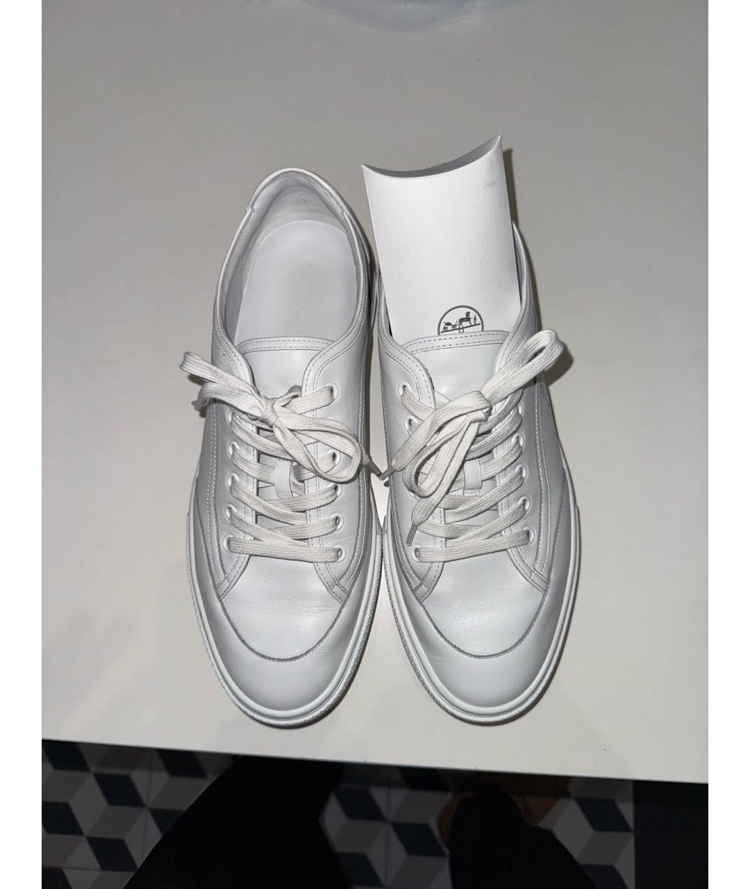 HERMES Белые кожаные низкие кроссовки / кеды, фото 3