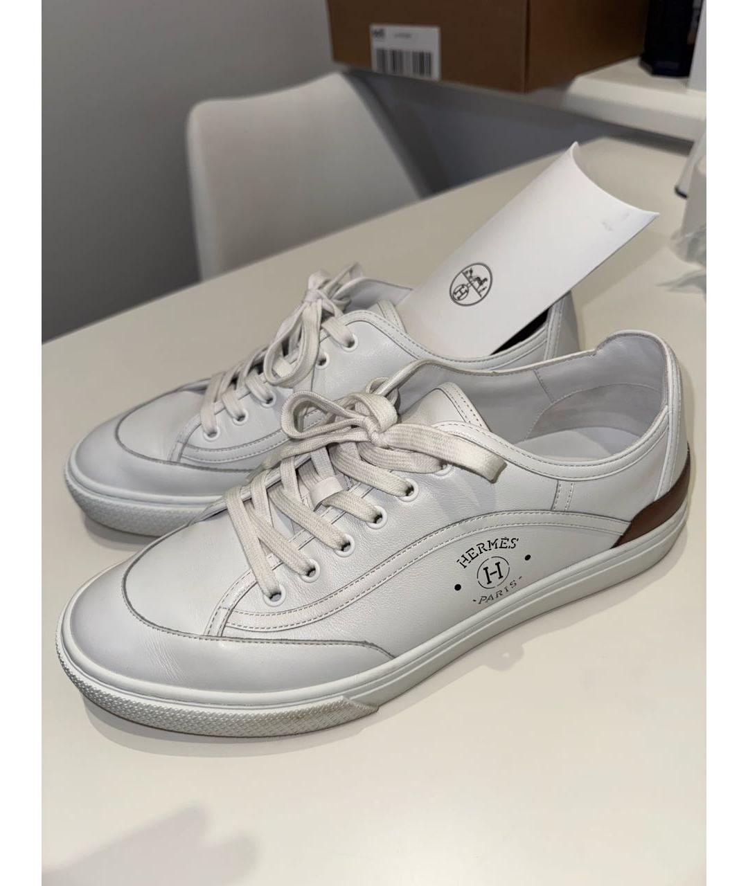 HERMES Белые кожаные низкие кроссовки / кеды, фото 2