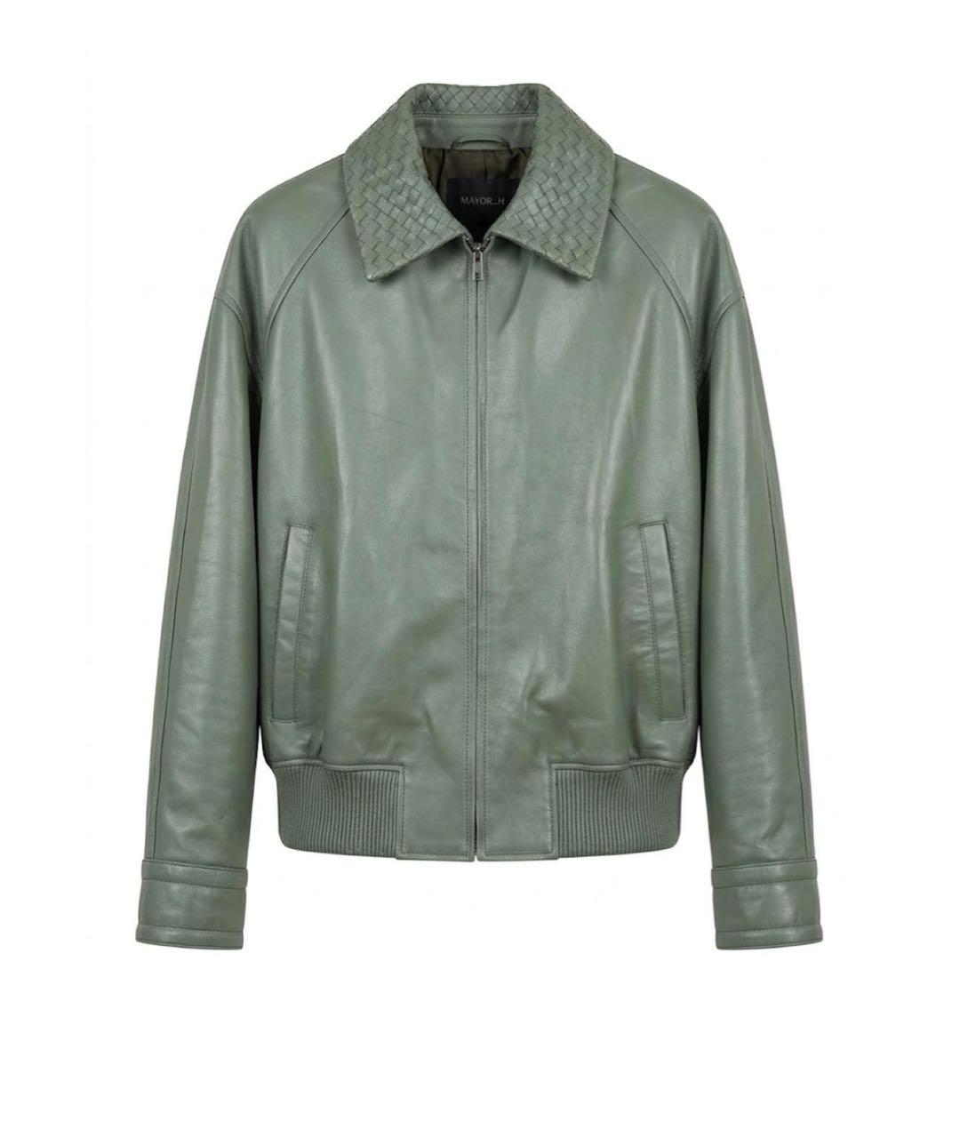 MANOKHI Хаки кожаная куртка, фото 1