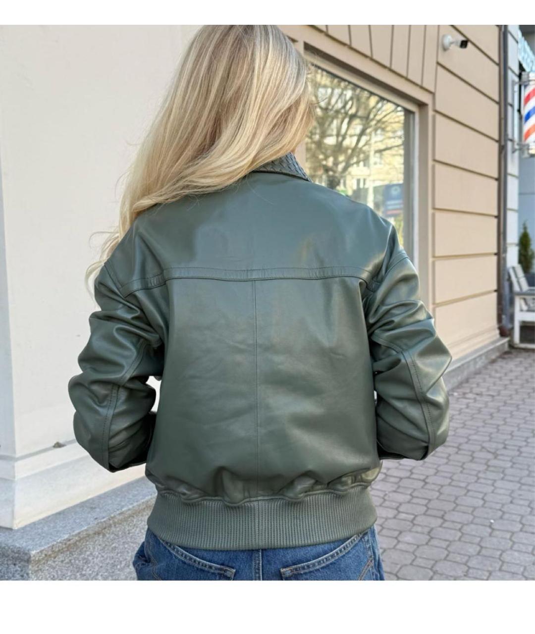 MANOKHI Хаки кожаная куртка, фото 6