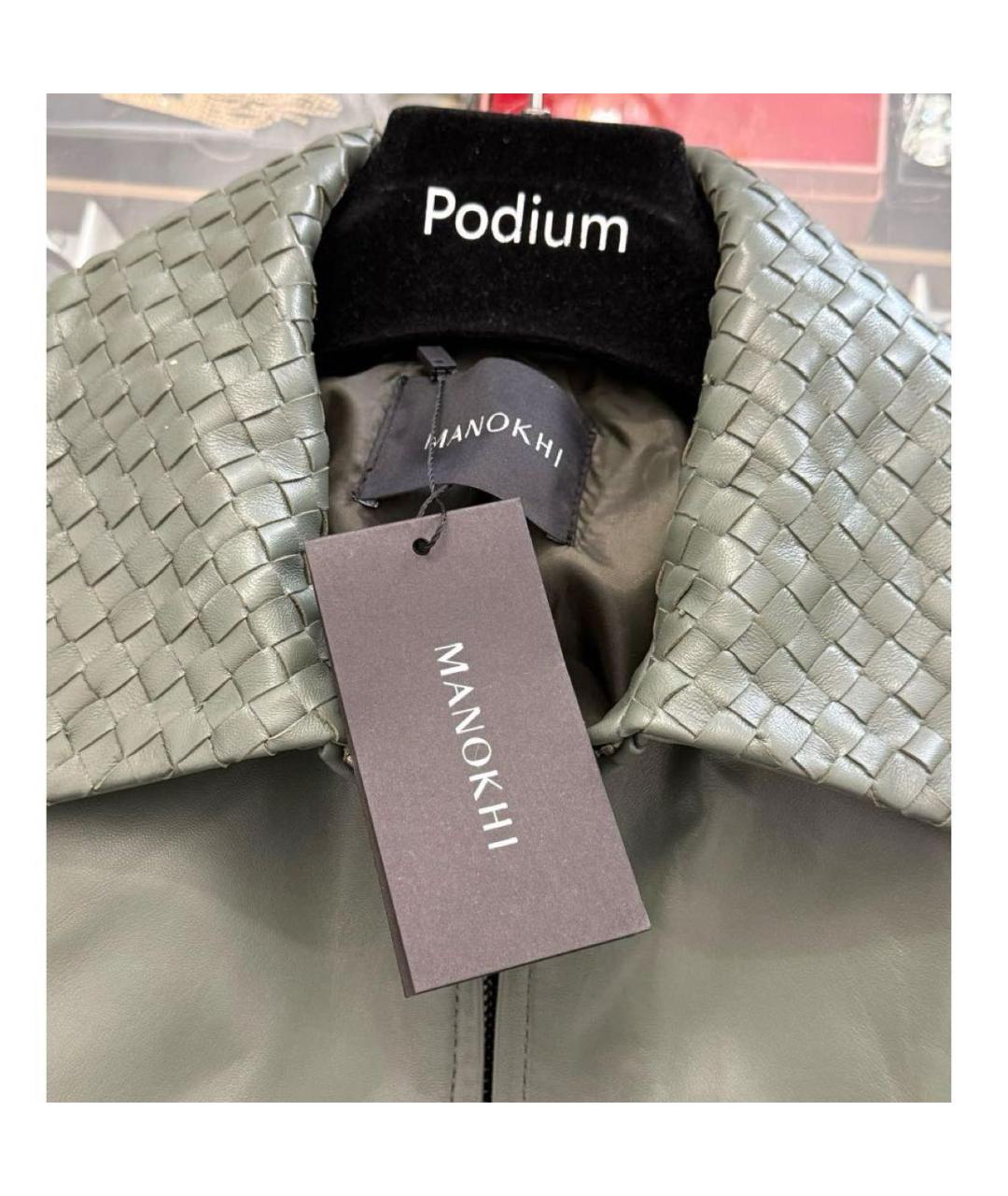 MANOKHI Хаки кожаная куртка, фото 3