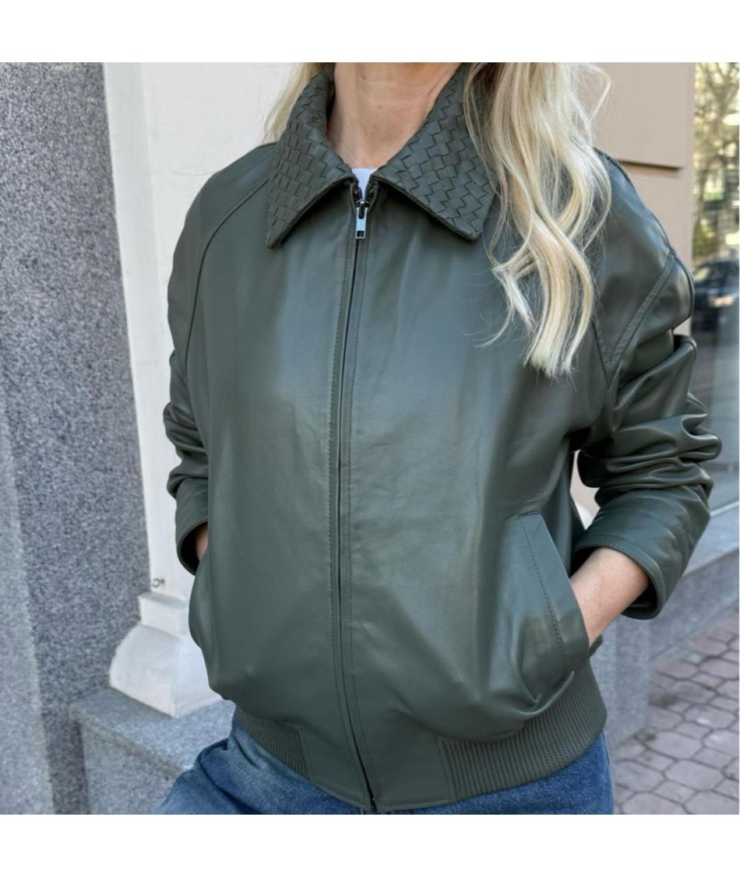 MANOKHI Хаки кожаная куртка, фото 5