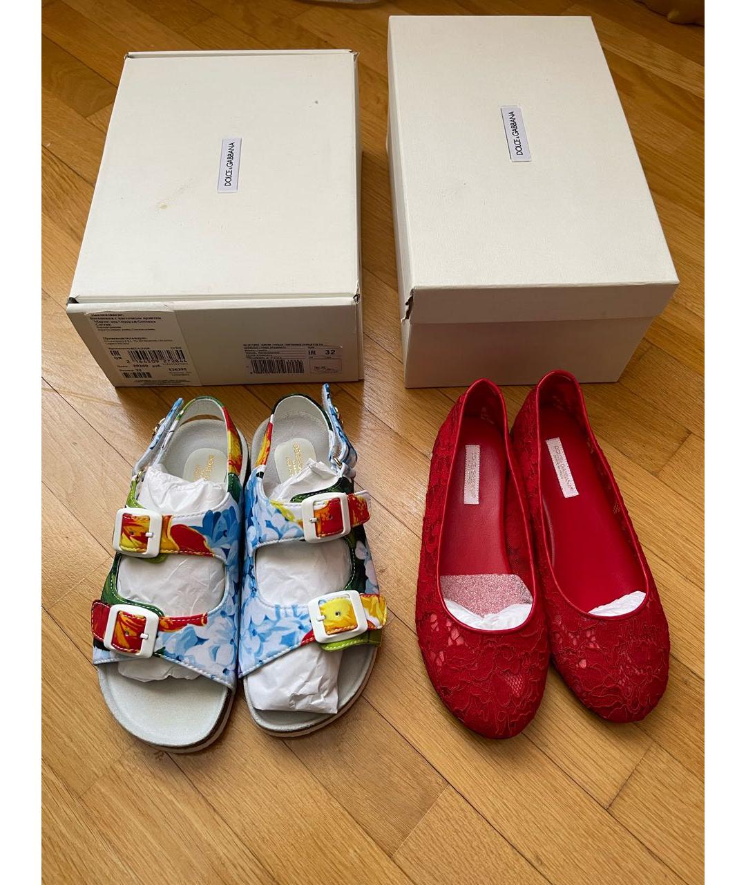 DOLCE & GABBANA KIDS Красные текстильные балетки, фото 6