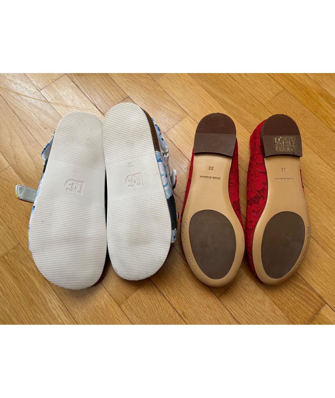 DOLCE & GABBANA KIDS Красные текстильные балетки, фото 4