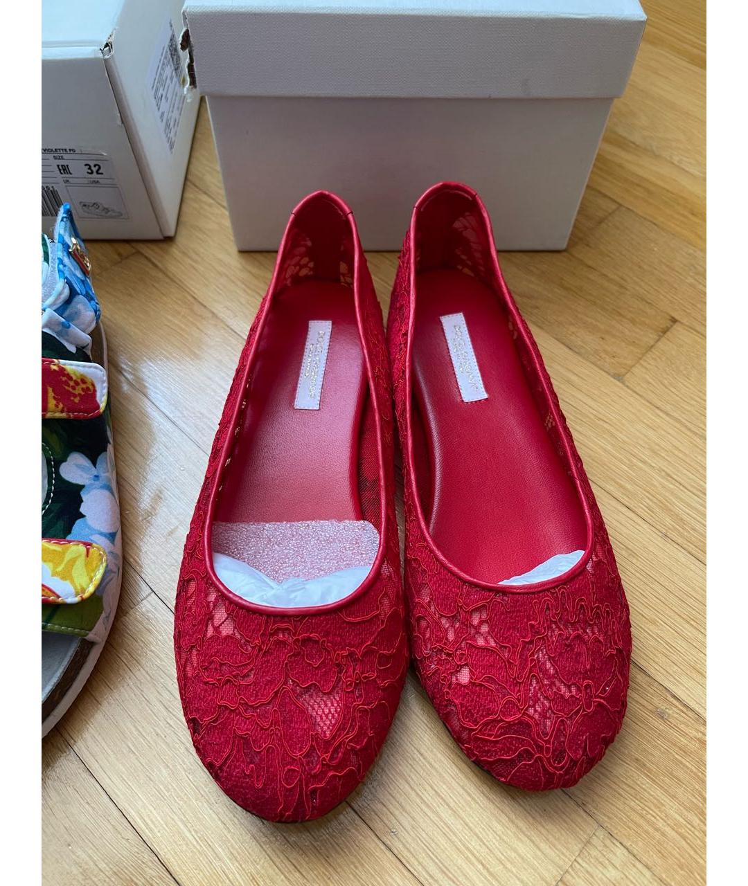 DOLCE & GABBANA KIDS Красные текстильные балетки, фото 2
