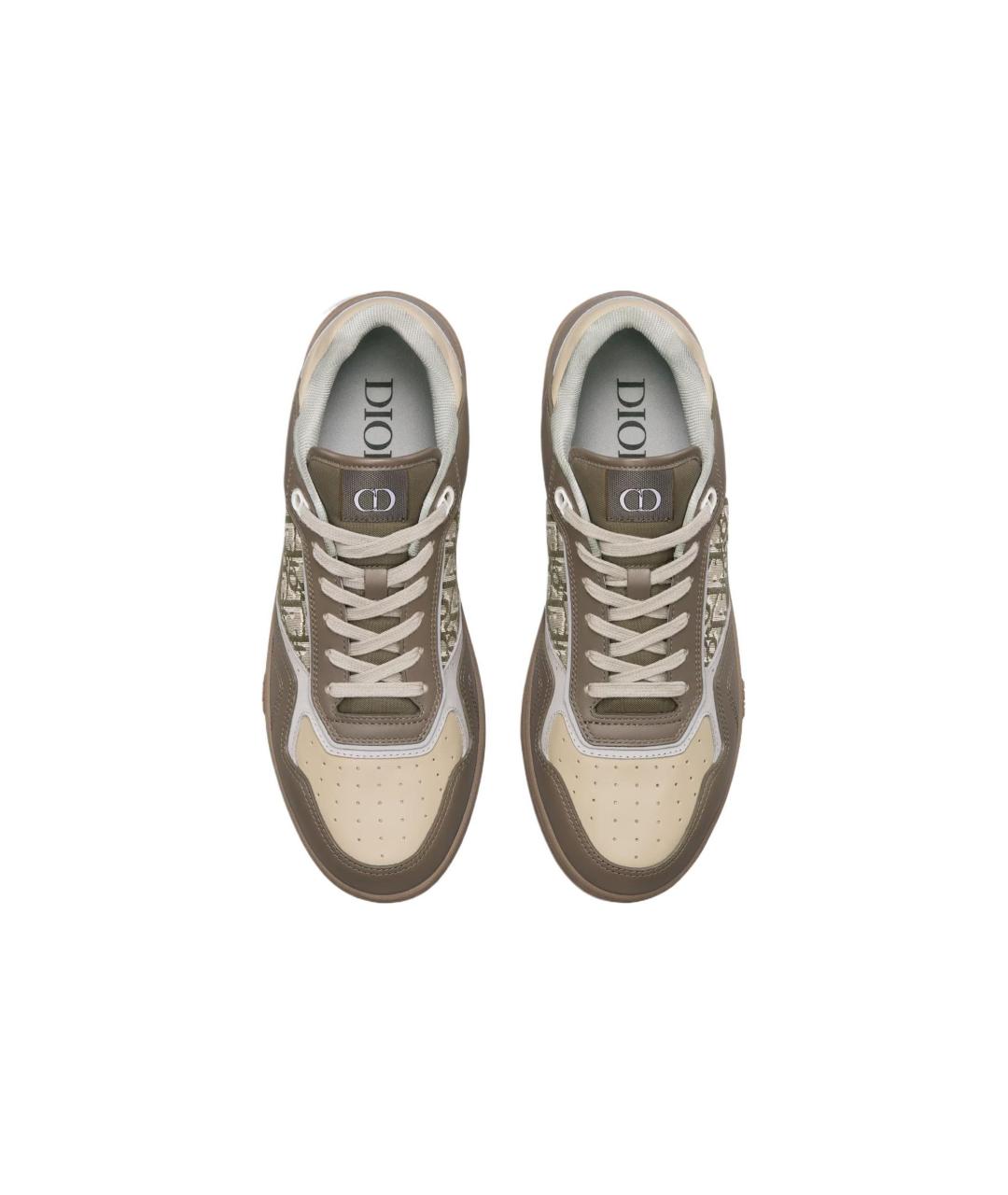 CHRISTIAN DIOR Хаки кожаные низкие кроссовки / кеды, фото 4