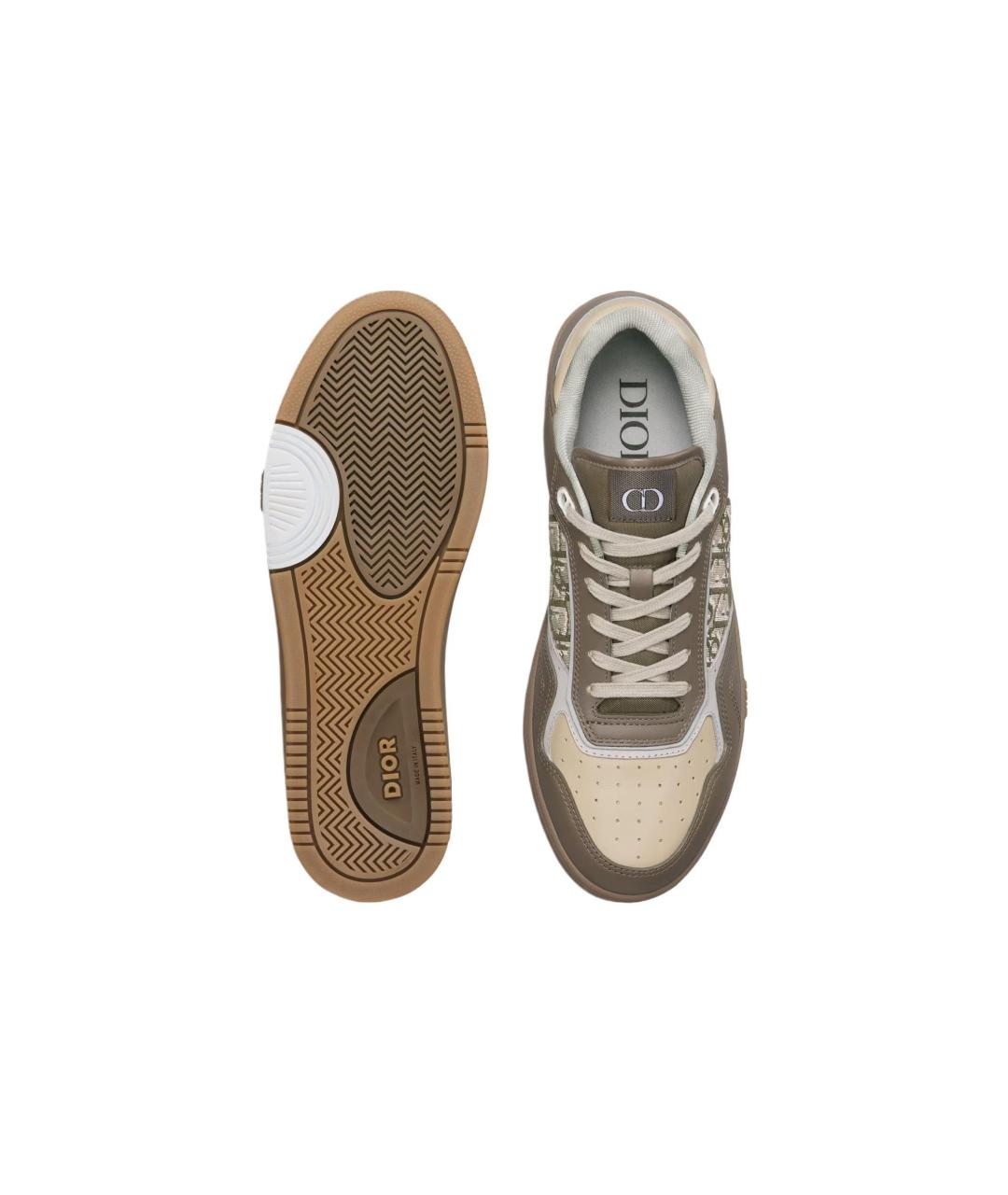 CHRISTIAN DIOR Хаки кожаные низкие кроссовки / кеды, фото 5