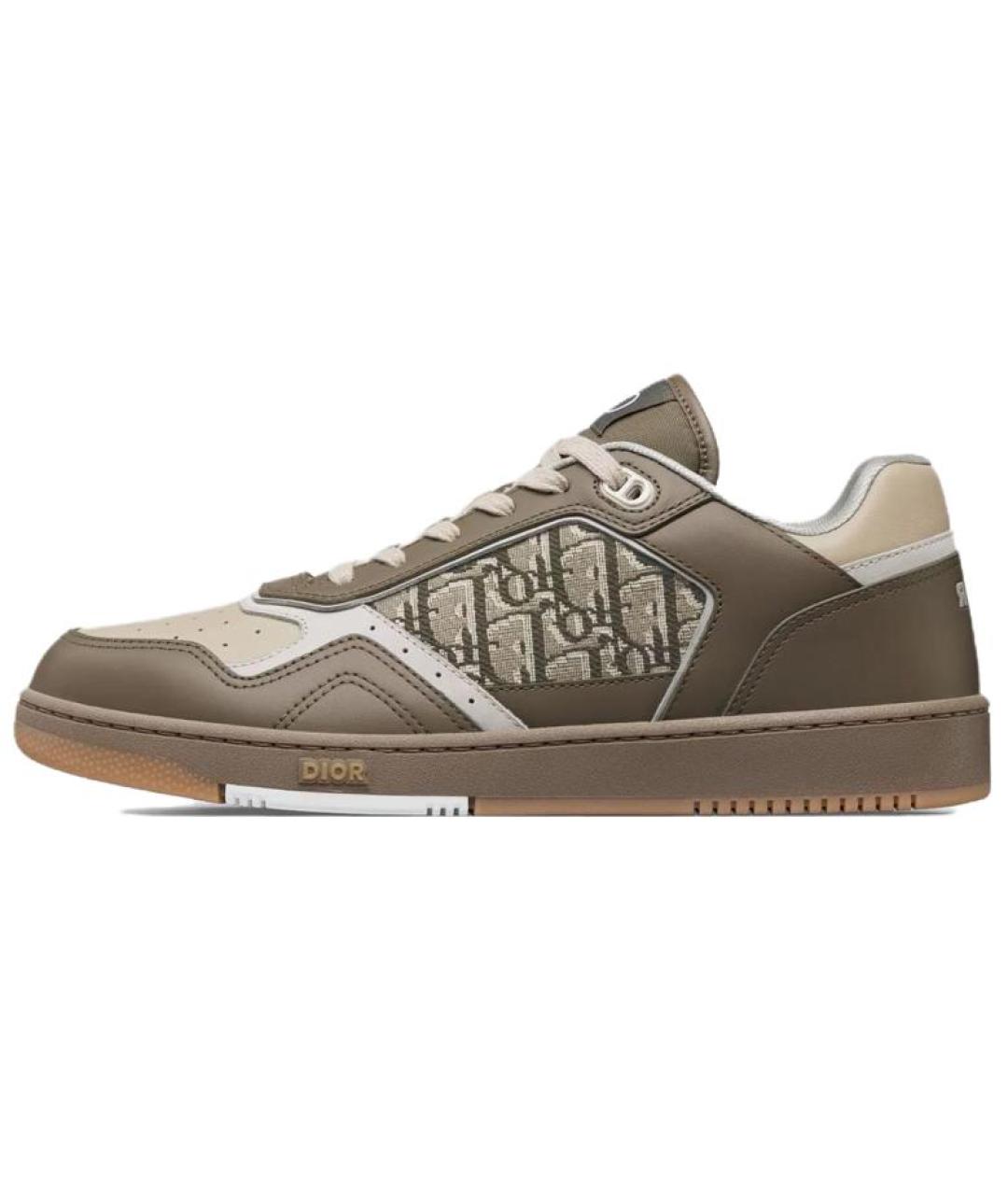 CHRISTIAN DIOR Хаки кожаные низкие кроссовки / кеды, фото 2