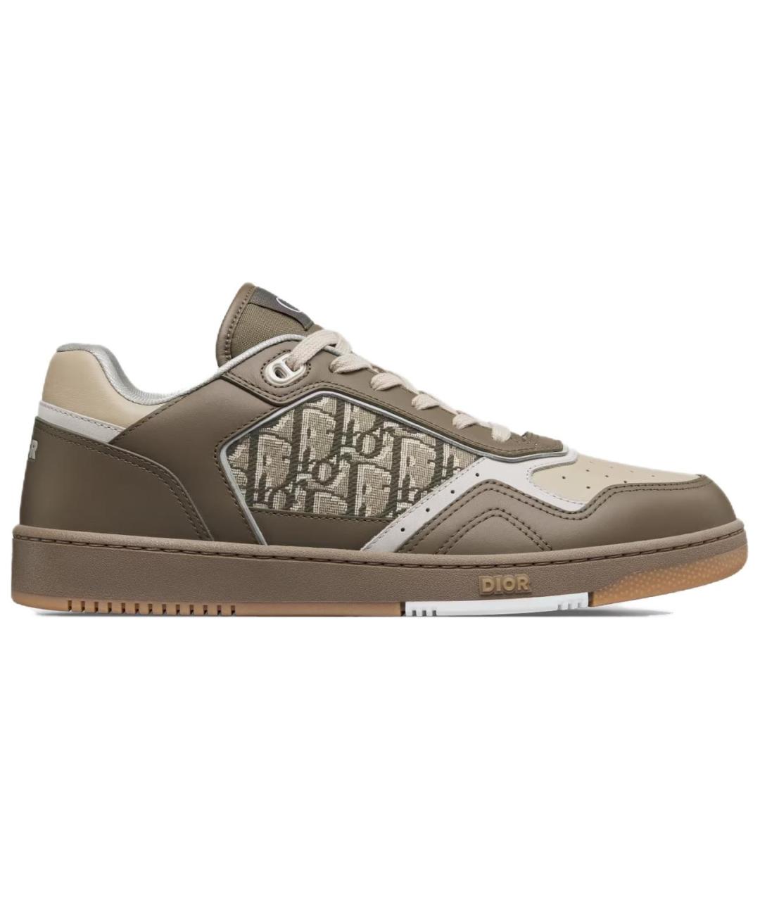 CHRISTIAN DIOR Хаки кожаные низкие кроссовки / кеды, фото 1