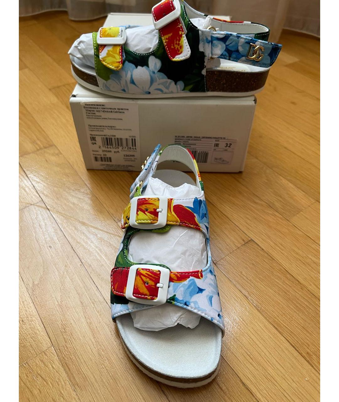 DOLCE & GABBANA KIDS Мульти кожаные сандалии и шлепанцы, фото 3