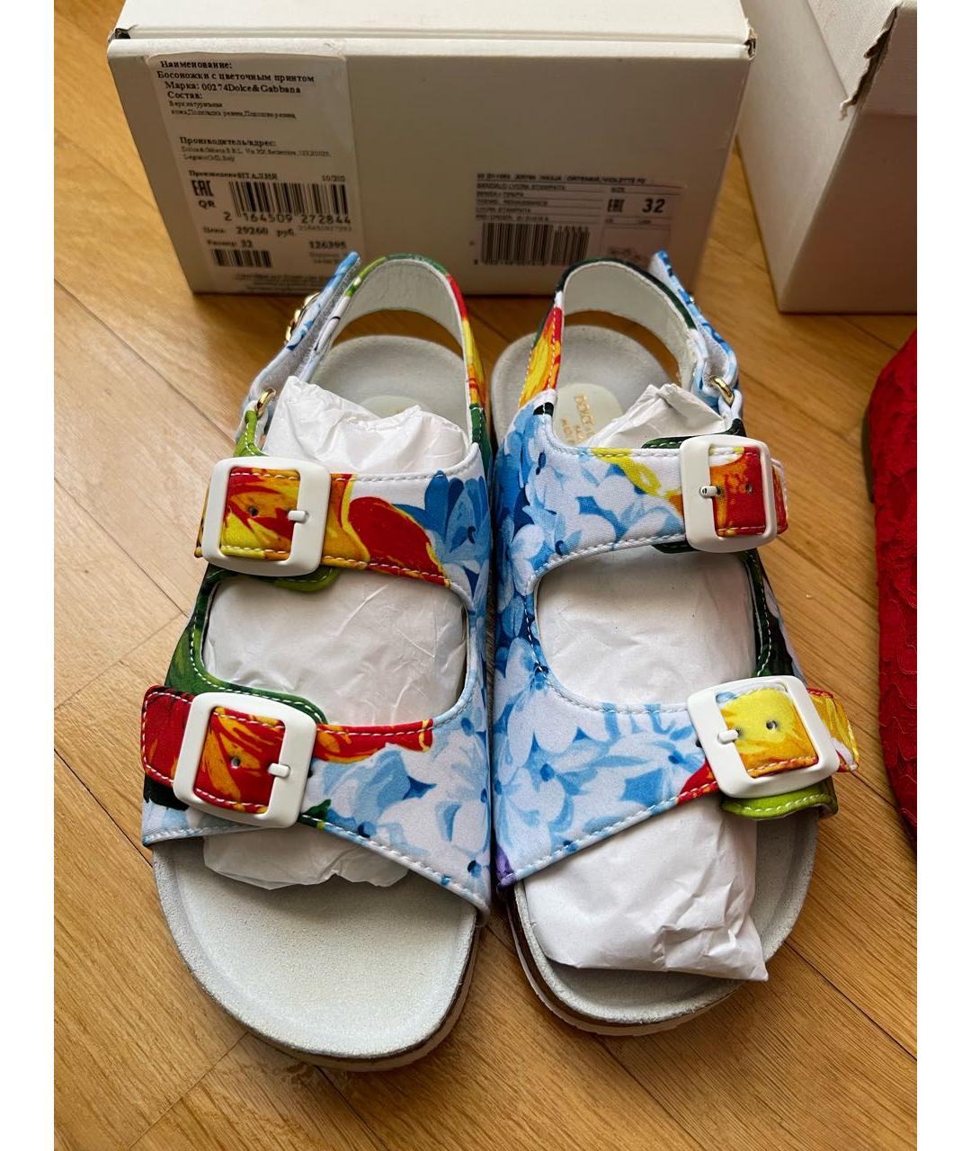 DOLCE & GABBANA KIDS Мульти кожаные сандалии и шлепанцы, фото 2
