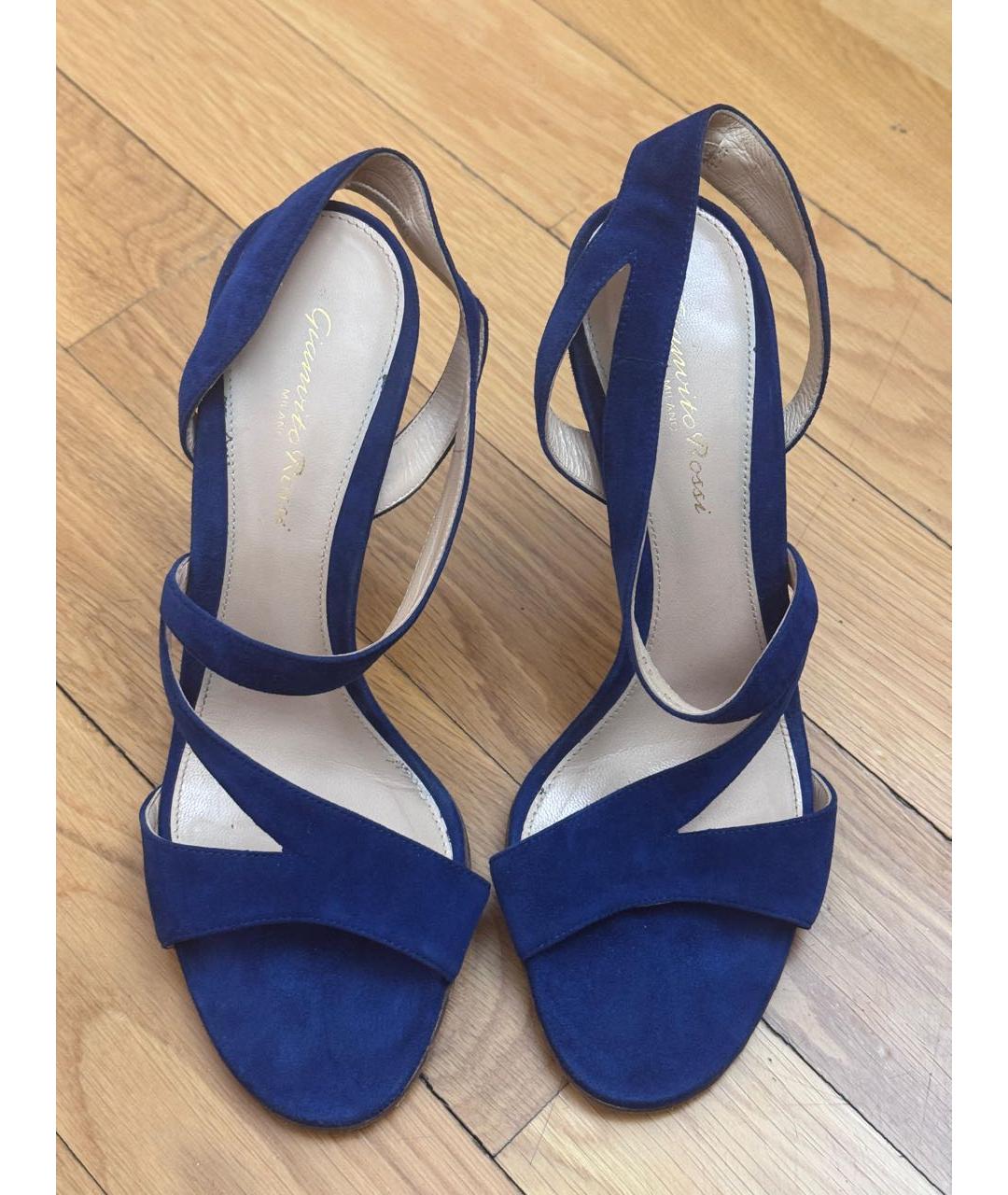 GIANVITO ROSSI Синие замшевые босоножки, фото 2