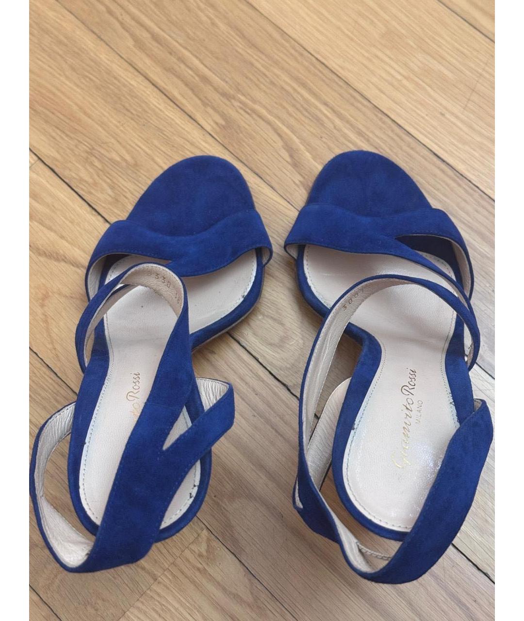 GIANVITO ROSSI Синие замшевые босоножки, фото 3