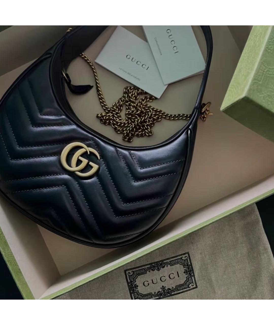 GUCCI Черная кожаная сумка через плечо, фото 2